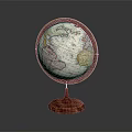 Vintage Decorative Globe Furniture With Wooden Base And Detailed World Map