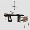 Modern Accent Chairs With Wooden Frame And Brown Upholstery In Minimalist Dining Space