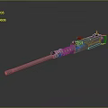 Military Heavy Machine Gun With Long Metal Barrel And Orange Grip Mechanical Components