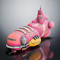 Pink 2106 Vehicle With Yellow Accents And Cartoonish Futuristic 3D Model Design