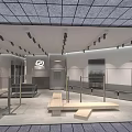 Modern Minimalist Clothing Store Interior With Display Racks Lighting And Fitting Rooms