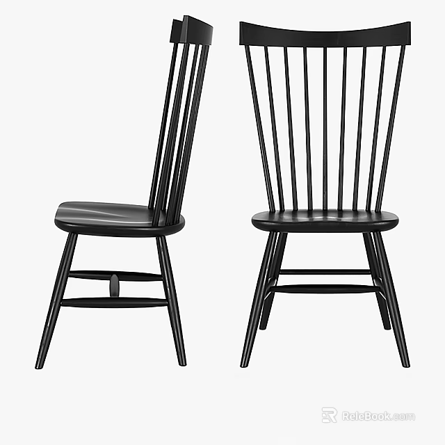 Black Wooden Bar Stools With Modern Sleek Design And Vertical Slat Backs 3d model 