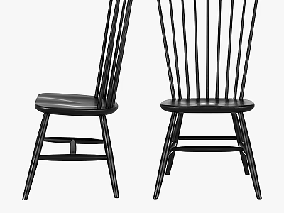 Black Wooden Bar Stools With Modern Sleek Design And Vertical Slat Backs 3d model