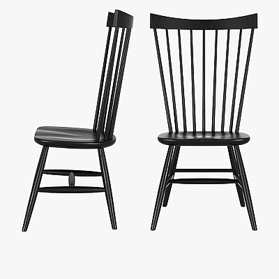 Black Wooden Bar Stools With Modern Sleek Design And Vertical Slat Backs 3d model