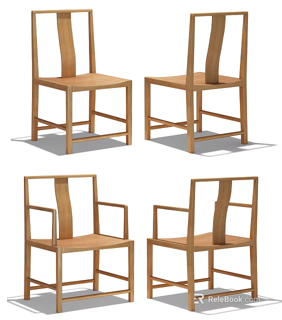 Wooden Leisure Chairs With Simple Design And Different Styles For Home Decor 3d model 