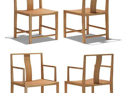 Wooden Leisure Chairs With Simple Design And Different Styles For Home Decor 3d model