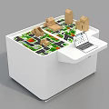 Sand Table Model With White Platform Green Red Areas Building Models And Laptop 3d model