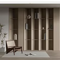 Modern Bookcase Bookshelf Leisure Chair Books 3d model