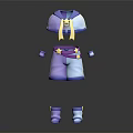 Kids Purple And White Outfit Set With Short Sleeves Shorts Gloves And Star Patterned Shoes