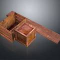 Rustic Wooden Crates Open And Closed With Side Wooden Plank