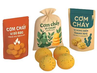 Delicious Round Ready To Eat Rice Balls With Various Flavors And Colorful Packaging 3d model