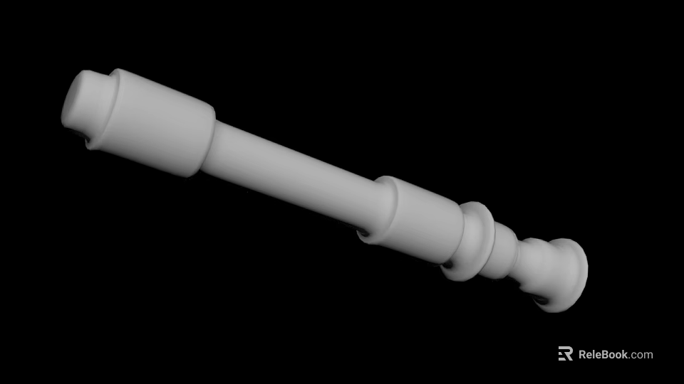 White Tubular Mechanical Part With Connected Cylindrical Segments On Black Background 3d model 