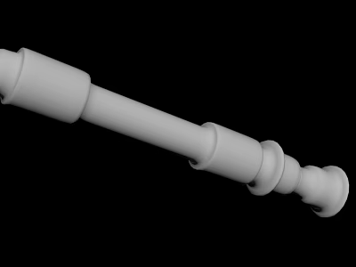 White Tubular Mechanical Part With Connected Cylindrical Segments On Black Background 3d model
