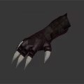 Dark Leather Clawed Glove With Sharp Metal Talons And Textured Surface
