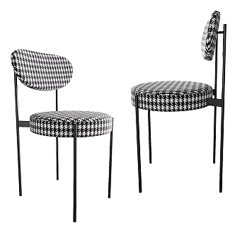 Modern Houndstooth Dining Chair Leisure Chair Single Chair 3d model