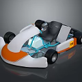White And Orange Open Frame Kart With Transparent Cockpit And Black Wheels