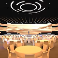 Event Meeting Dinner Stage Lighting Banquet Chair Character Stage Modeling 3d model