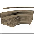 Curved Wooden Multi Layered Shelving Unit With Tiered Structure And Natural Wood Finish