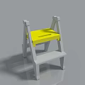 Modern White Frame Two Step Stool With Bright Yellow Seat Surface 3d model