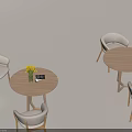 Modern Leisure Chair Set With Round Wooden Tables And Light Colored Cushions In Simple Design