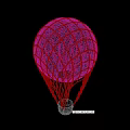 Blue Mesh Hot Air Balloon Decorative Ornament Set with Brown Basket Tabletop Decor