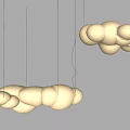 White Cloud Shaped Chandeliers Hanging in Dark Background with Soft Glow 3d model