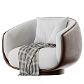 Cozy Floral Bird Print Armchair With Brown Leather Frame And Plaid Blanket