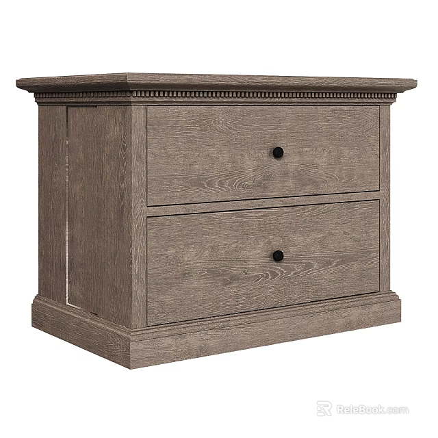 Stylish Wooden Bedside Table With Two Drawers And Simple Modern Design 3d model