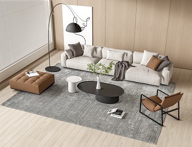 Modern Sofa Coffee Table Combination Single Sofa Multiplayer Sofa Floor Lamp Leisure Chair 3d model