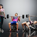Group of People Lifting Barbells And Dumbbells During Gym Workout