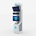 Modern Computer Kiosk With Multiple Interactive Touch Screens And Digital Displays