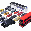 Assorted Toy Car Models Including Buses Sedans and Various Colors 3d model