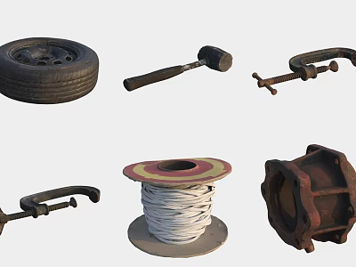 Auto repair tool fixture tire coil hardware hammer 3d model