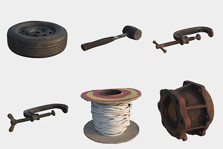 Auto repair tool fixture tire coil hardware hammer 3d model
