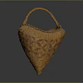 Natural Brown Handwoven Triangular Basket With Sturdy Handle For Daily Use 3d model