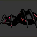 Black Spider With Pink Glowing Accents And Red Traces On Dark Surface