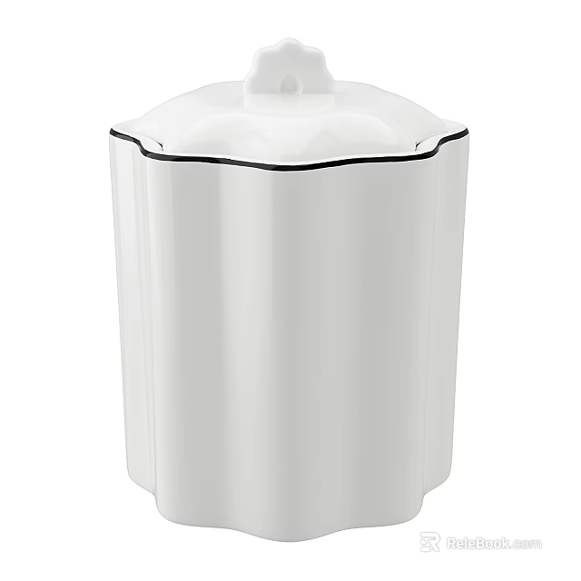 Modern White Storage Container With Lid And Geometric Design For Home Use 3d model 