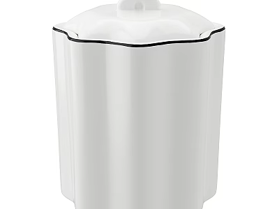Modern White Storage Container With Lid And Geometric Design For Home Use 3d model