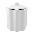 Modern White Storage Container With Lid And Geometric Design For Home Use