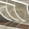 Elegant Modern Exhibition Hall Interior With Curved Architecture Lighting Display Areas And Polished Floor