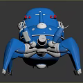 Blue Sci Fi Multi Legged Game Movie Character With Red Eyes And Silver Components 3d model