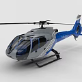 Blue And Gray Helicopter Model With NS016 Marking Rotor And Tail Design Details