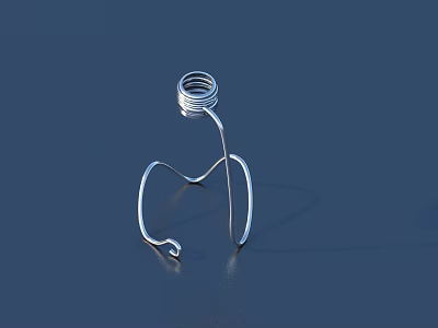 Silver Metal Spring Shaped Household Holder With Spiral Top Curved Legs On Dark Background 3d model