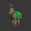 Cute Cartoon Donkey Character With Green Backpack Standing On Dark Background 3d model