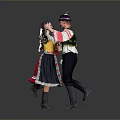 Woman Wearing Traditional Folk Costume Dancing With Partner In Cultural Event