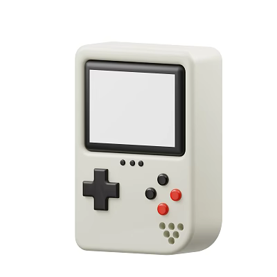 White Handheld Game Console With Screen Directional Pad And Red Black Buttons 3d model