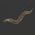 Abstract Colorful Line Art With Wavy 3D Structure And Vibrant Curves