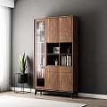 Wooden Bookcase with Books Potted Plant Framed Picture and Decorative Vase