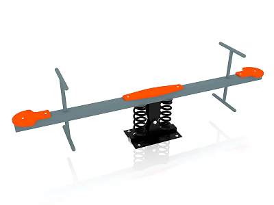 Outdoor Playground Seesaw With Gray Frame Orange Seats And Spring Base 3d model