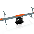 Outdoor Playground Seesaw With Gray Frame Orange Seats And Spring Base